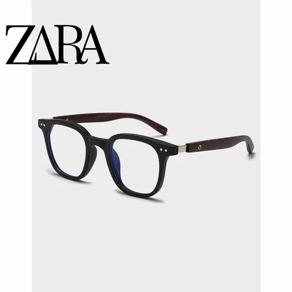 Retro Wood Grain Large Frame Transparent Glasses Sunglasses